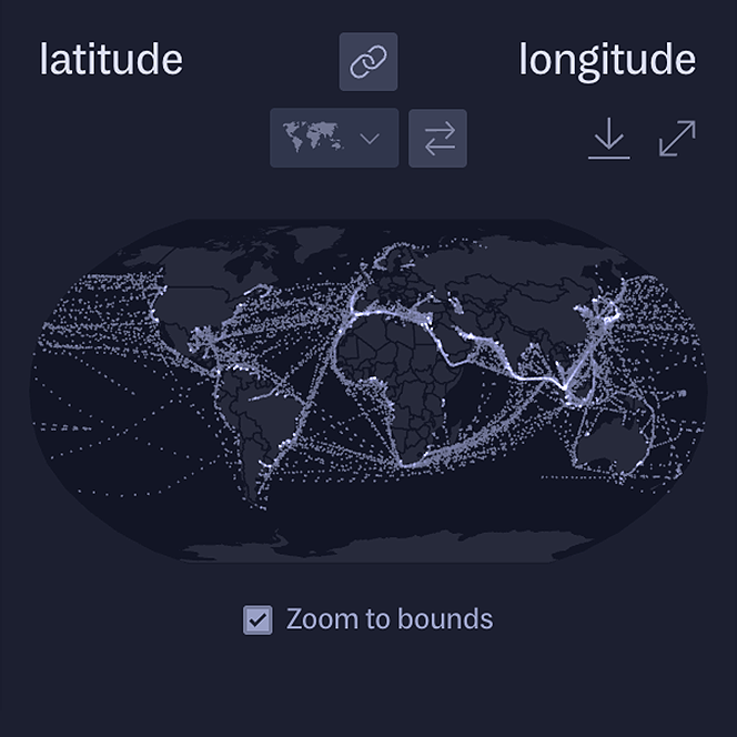 A world map showing latitude and longitude coordinates