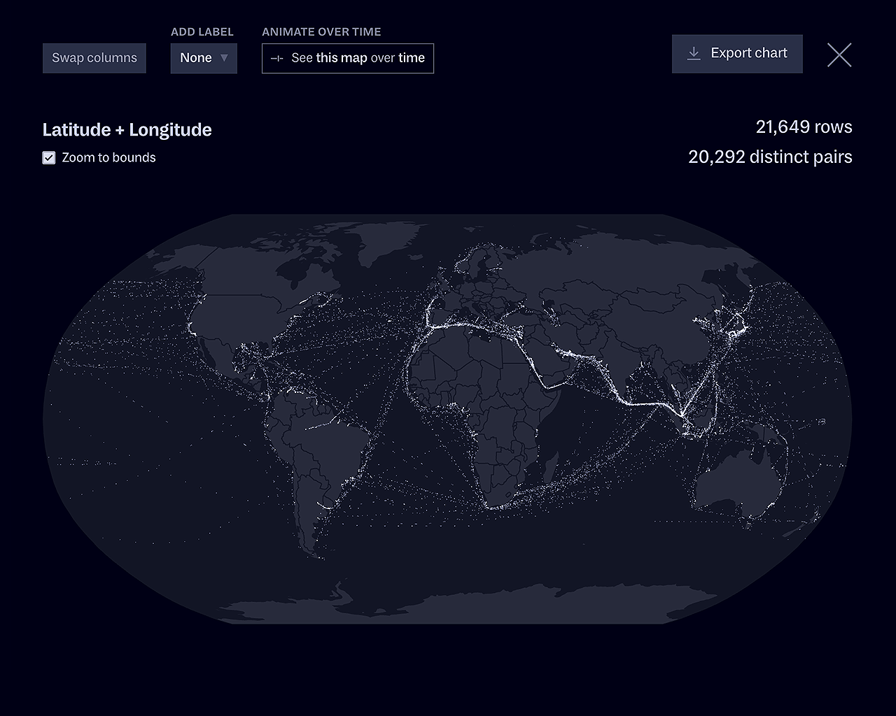 An expanded view of the world map